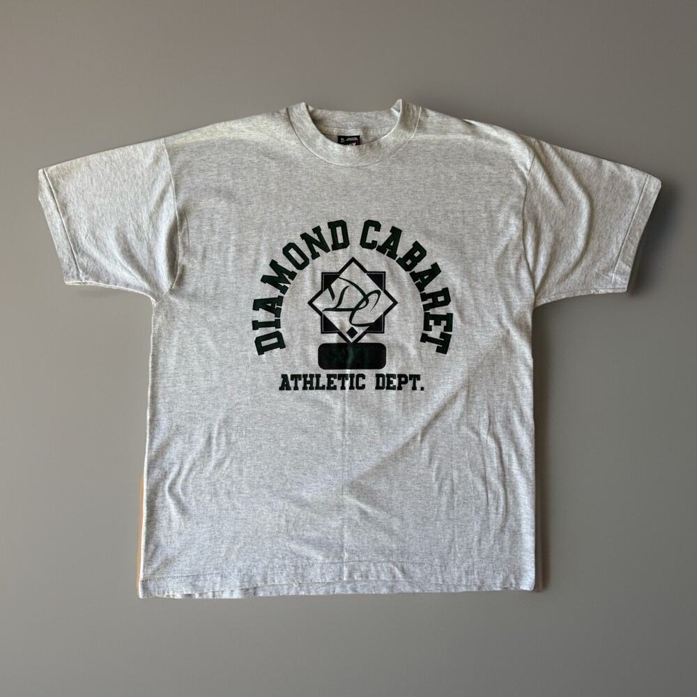 Vintage Diamond Cabaret Shirt XL Gray 90s Gentlemens Club Streetwear Colorado